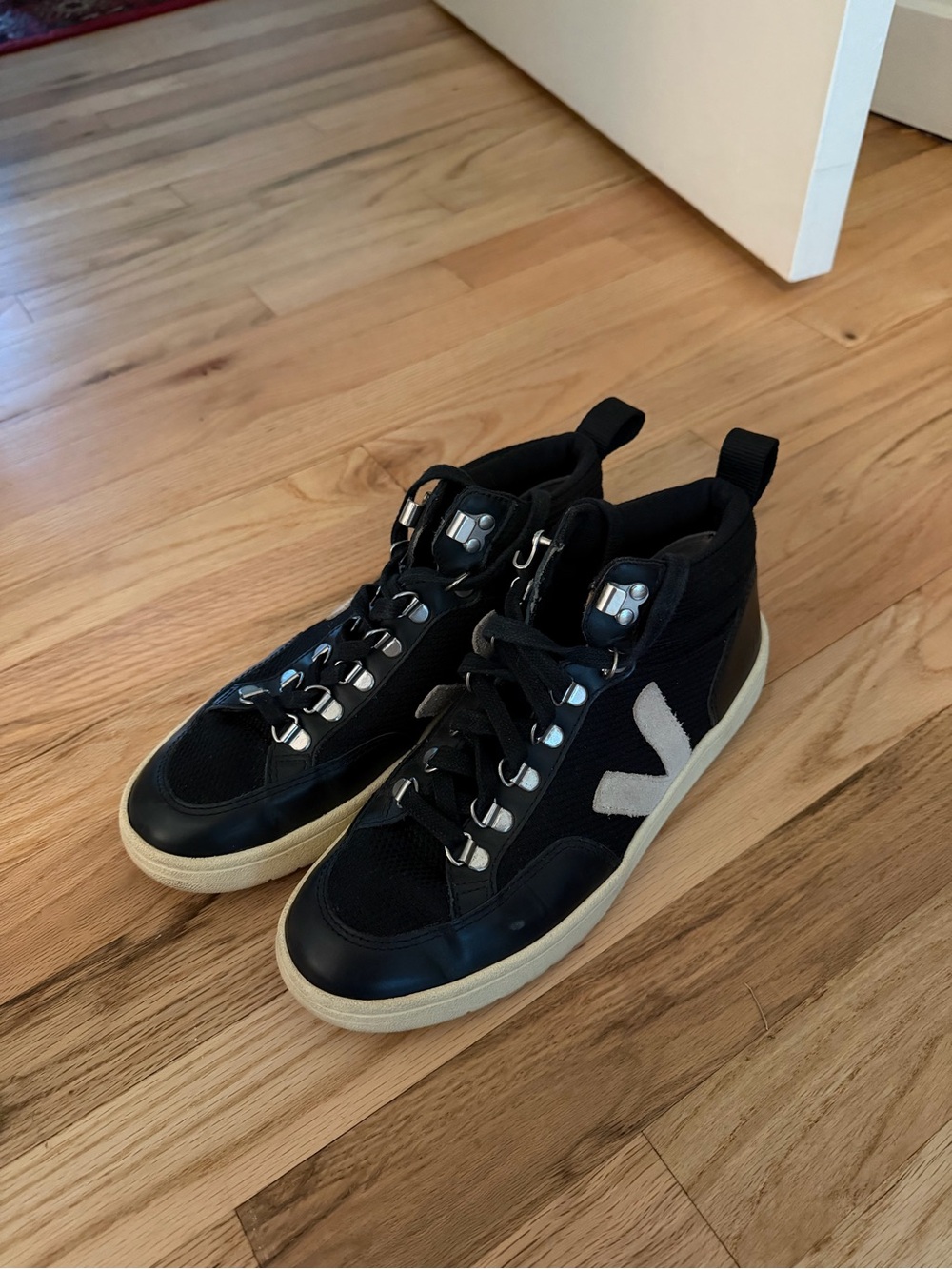 Veja Black High-Top Sneakers with Cream Accent